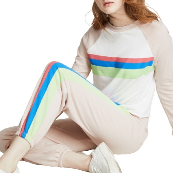 WILDFOX Sweatshirt Striped Beach House Cropped - Picture 2 of 15